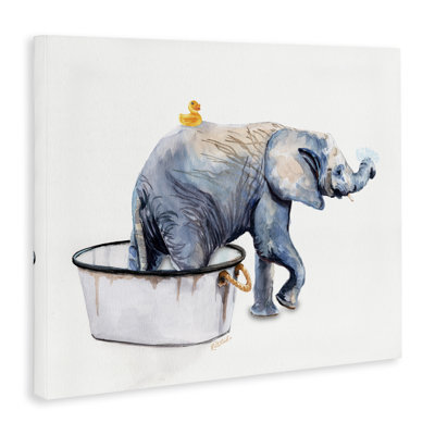 Charmant éléphant rustique dans un bain moussant par Jennifer Redstreake - reproduction d'art
