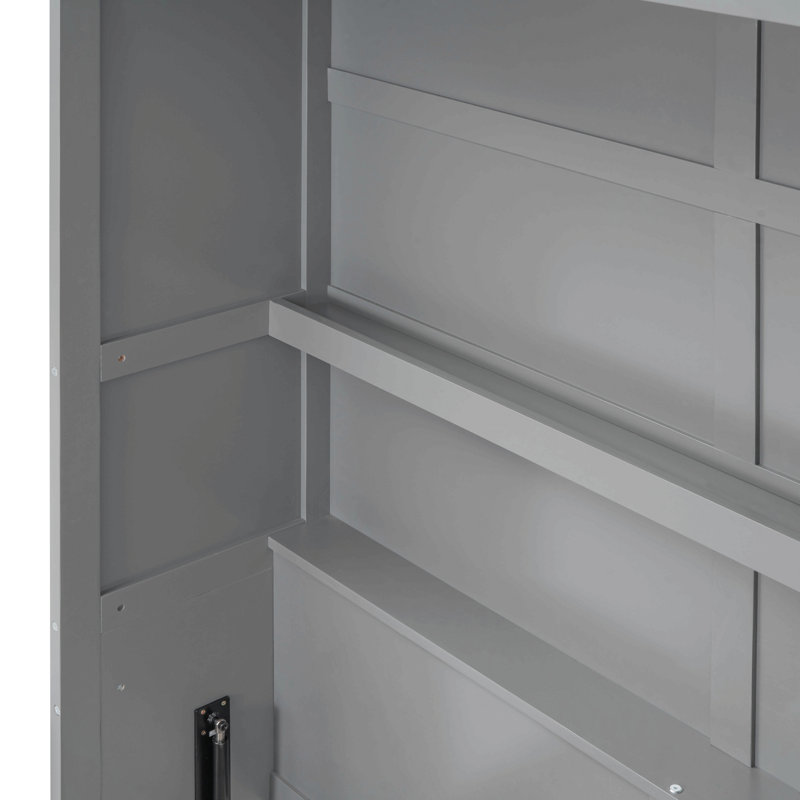 Lit escamotable mural avec tablettes Murphy, Gris, Grand lit