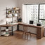 Bureau en bois massif en forme de L brun noisette-196377874-196377873