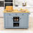 Kitchen Island Cart with Drop Leaf, Power Outlets and Ample Storage on Wheels-1548952848