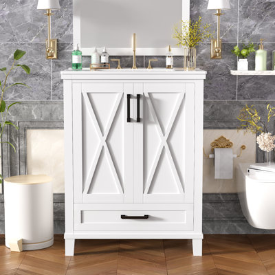 Meuble-lavabo simple 24 po avec plateau en céramique