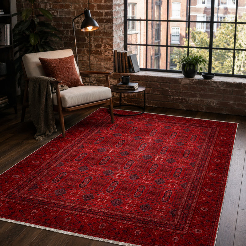 Vintage Look Cotton and Chenille Flatweave Area Rug, 200 cm round