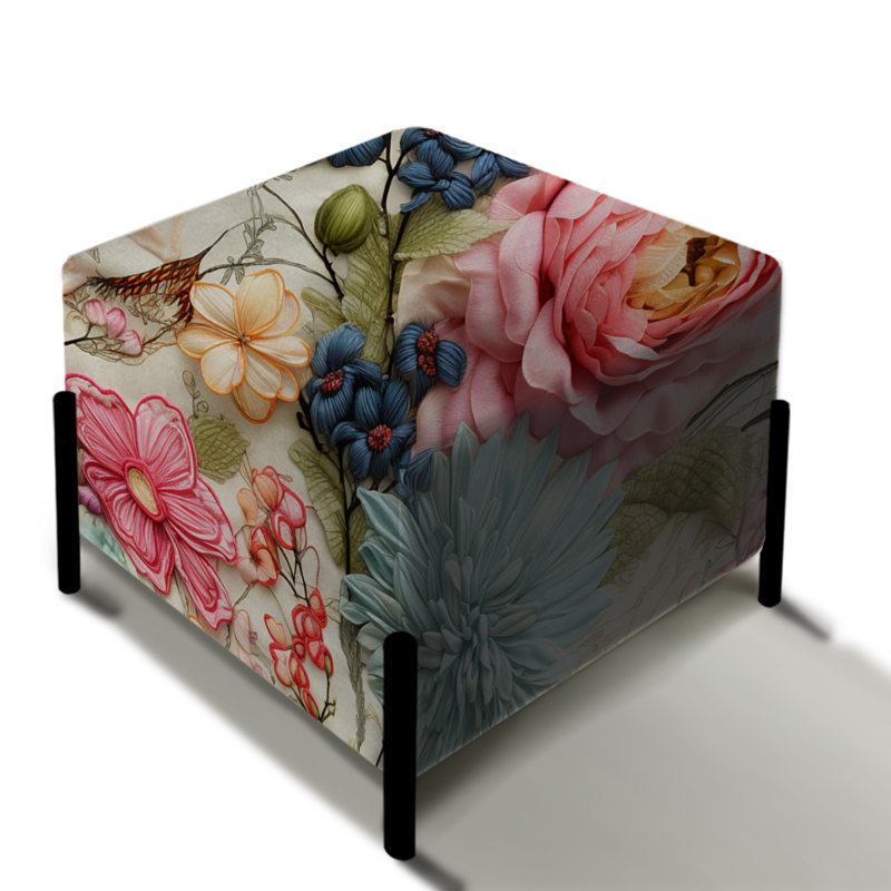 Vintage Patchwork Floral Flightiness - Patchwork Square Ottoman