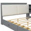 Lit plateforme en bois avec tête de lit, tablettes et 2 tiroirs, gris-1544318327