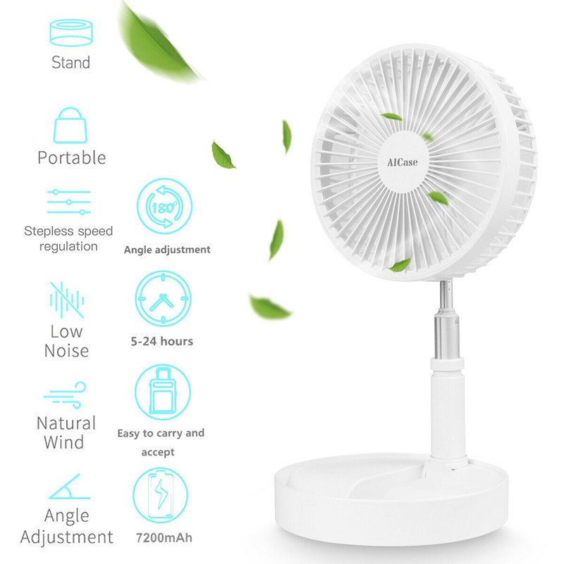 Desk Floor 4-speed Retractable Foldable Rechargeable Usb Mini Portable Fan