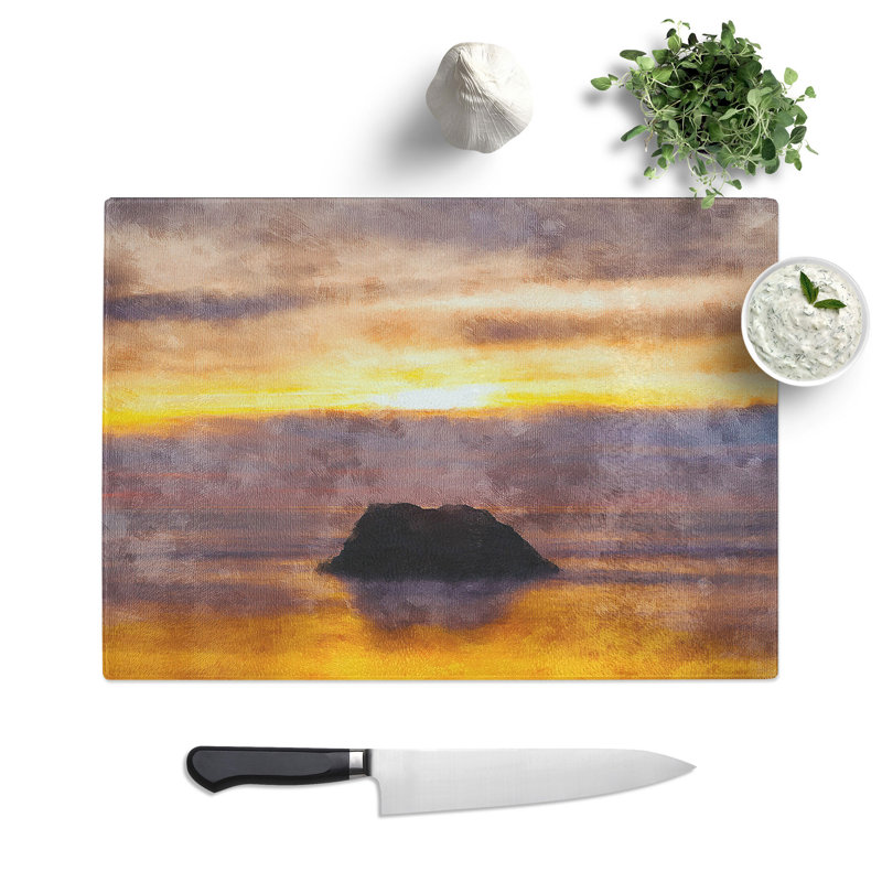 Tempered Glass Cannon Beach Chopping Board, 20 cm x 28.5 cm