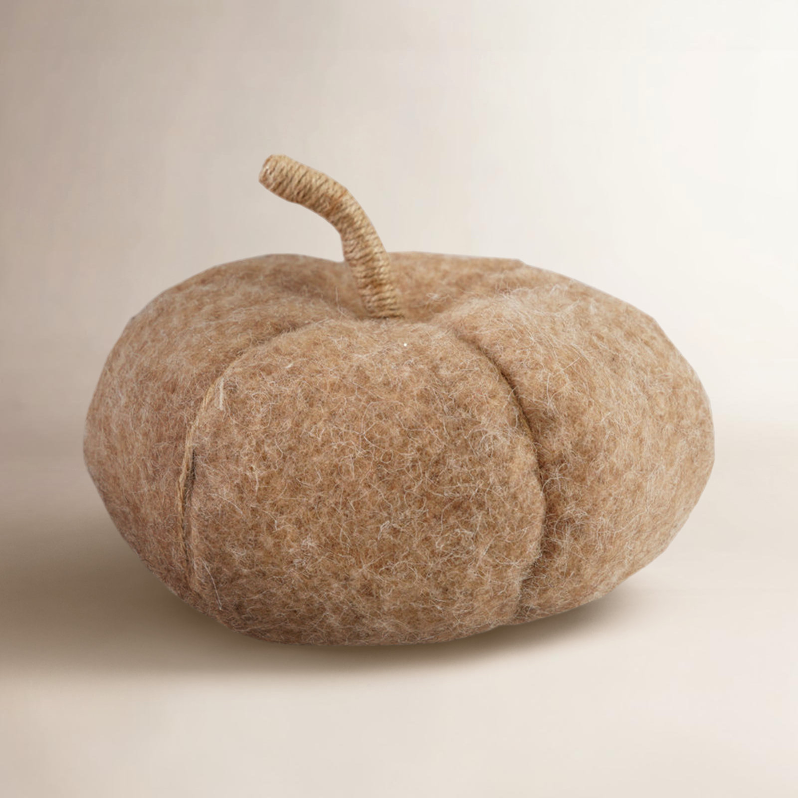 Felt Pumpkin With Jute Wrapped Stem, 5.13 in x 7.13 in, Brown