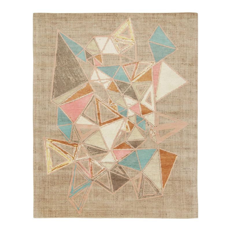 Hand-Knotted 8'1" x 9'10" Area Rug in Brown/Gray/Blue