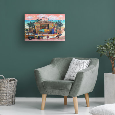 Wrapped Canvas Wall Art - Julie Pace Hoff 'Seaside Surf Shop' Wall Art for Living Room, Bedroom, or Office Décor  - 22x32