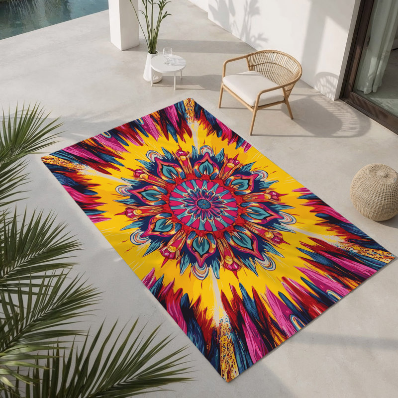 Color Cascade Indoor And Outdoor Area Rug, Rectangle 4' x 6'