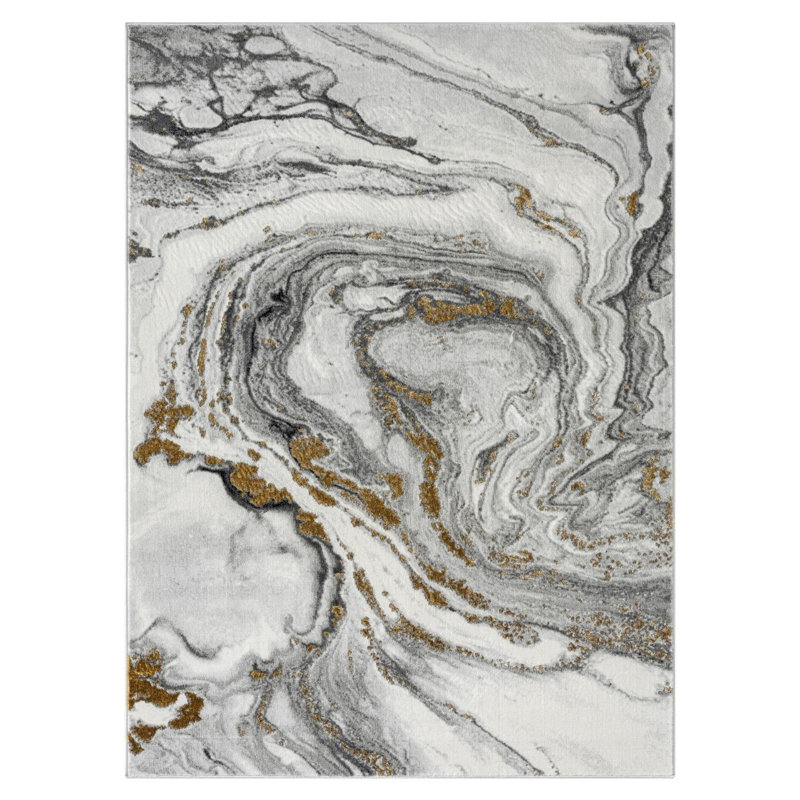 Ranheid Gray Marble Area Rug, Rectangle 8' x 10'
