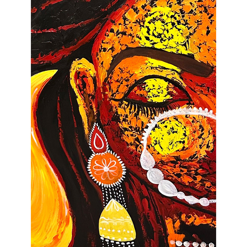 Peinture féroce de Durga | Acrylique sur toile | Décoration murale