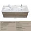 Meuble-lavabo mural 60 po avec lavabo double, meuble de rangement flottant pour salle de bain avec comptoir en résine de pierre et tiroirs à fermeture en douceur, gris cendré 24V15-60DAG-2014298068