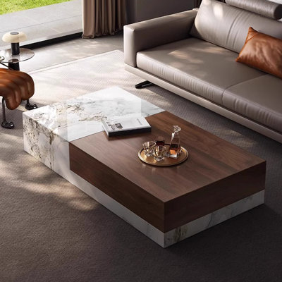 Bantry 51" Modern Marble & Solid Wood Coffee Table For Living Room, No Assembly Required by Orren Ellis