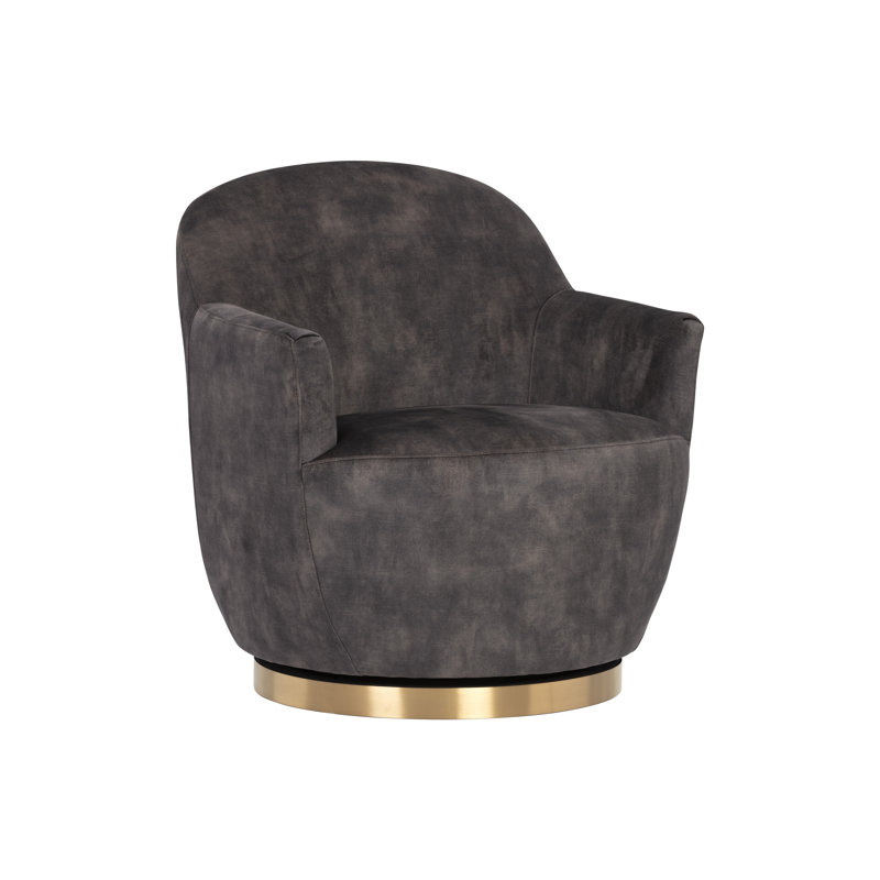 Fauteuil pivotant rembourré Hudnut, Similicuir brun antique
