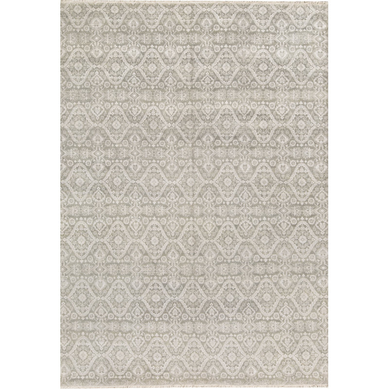 Wool Moroccan Area Rug in Light Gray/Silver