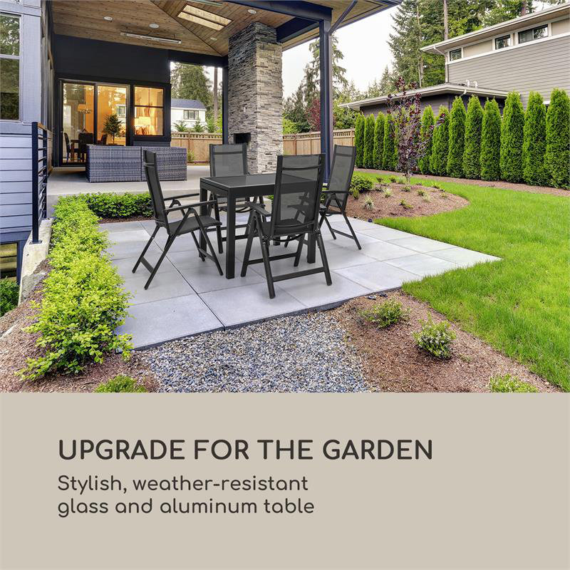 Square Metal Extendable Outdoor Dining Table , 90cm cm W 90cm cm D, Black