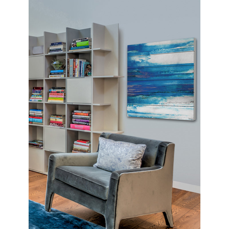 "Blue Painted Ocean", reproduction d'art sur bois blanc, H 32 po x l 32 po x P 1,5 po
