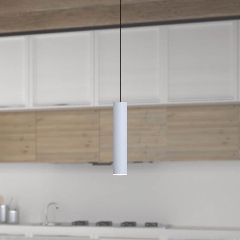 Luminaire suspendu cylindrique à 1 lumière Nevcivan, Blanc