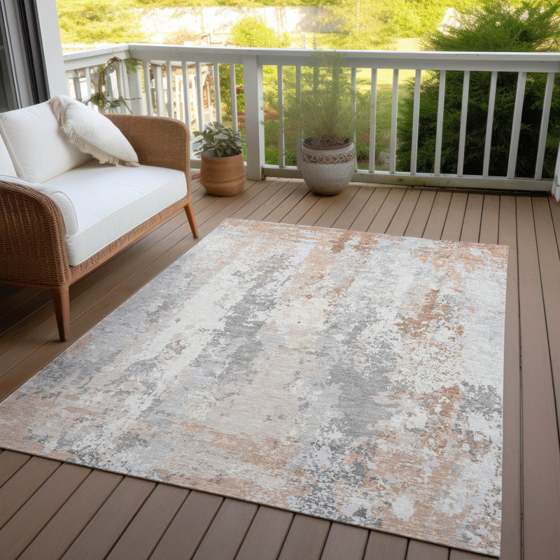 Machine Washable Indoor/Outdoor Xhevrie Coral Rug, Rectangle 2'6" x 3'10"