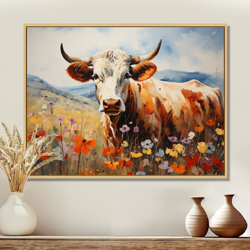 «Cow Natures Symphony II», reproduction sur toile, H 34 po x l 44 po x P 1,5 po, Cadre flottant érable