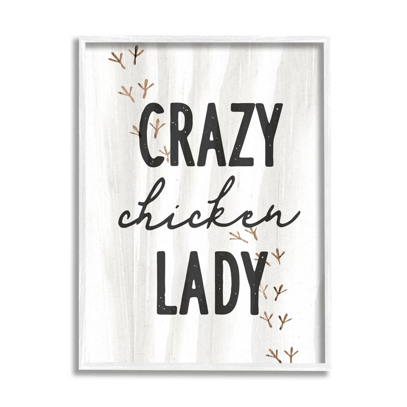 Crazy Chicken Lady Country, H 14 po x l 11 po x P 1,5 po, Blanc