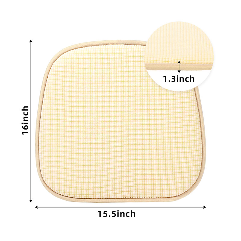 Indoor 1.3'' Dining Chair Seat Cushion, Beige Polyester/Polyester Blend