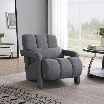 Chaise d'appoint moderne rembourrée, tissu en lin confortable avec coussin