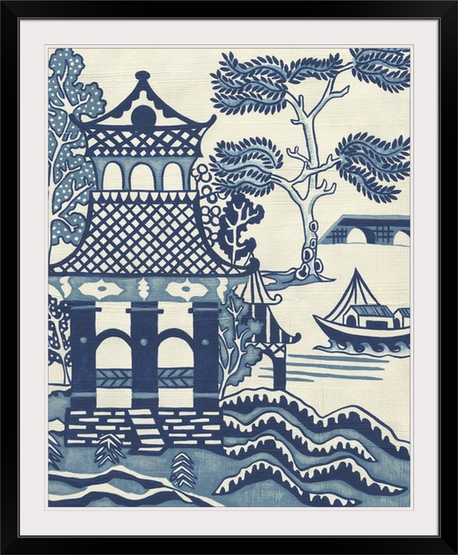 «Willow Landscape I», reproduction d'art graphique Chariklia Zarris, H 23 po x l 20 po x P 1 po, Cadre noir