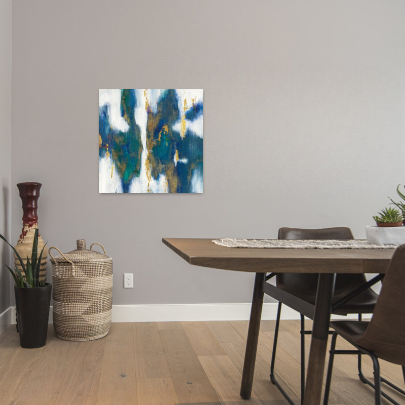 Texture bleue contemporaine I or avec art abstrait bleu, H 24 po x l 24 po