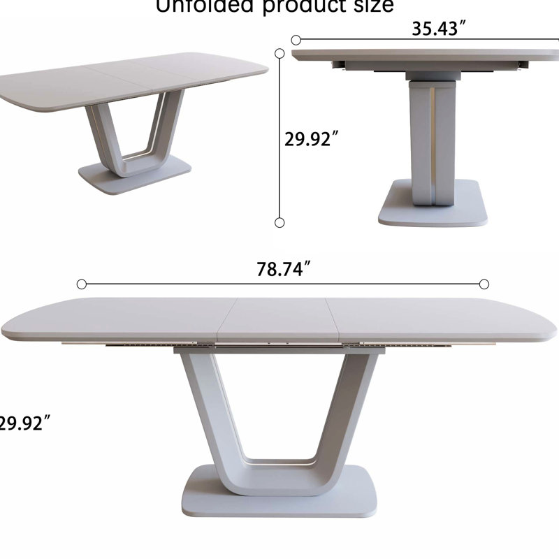 Table de salle à manger extensible et 6 chaises en tissu polyuréthane avec pieds en forme de U pour un repas Repas rapides simples