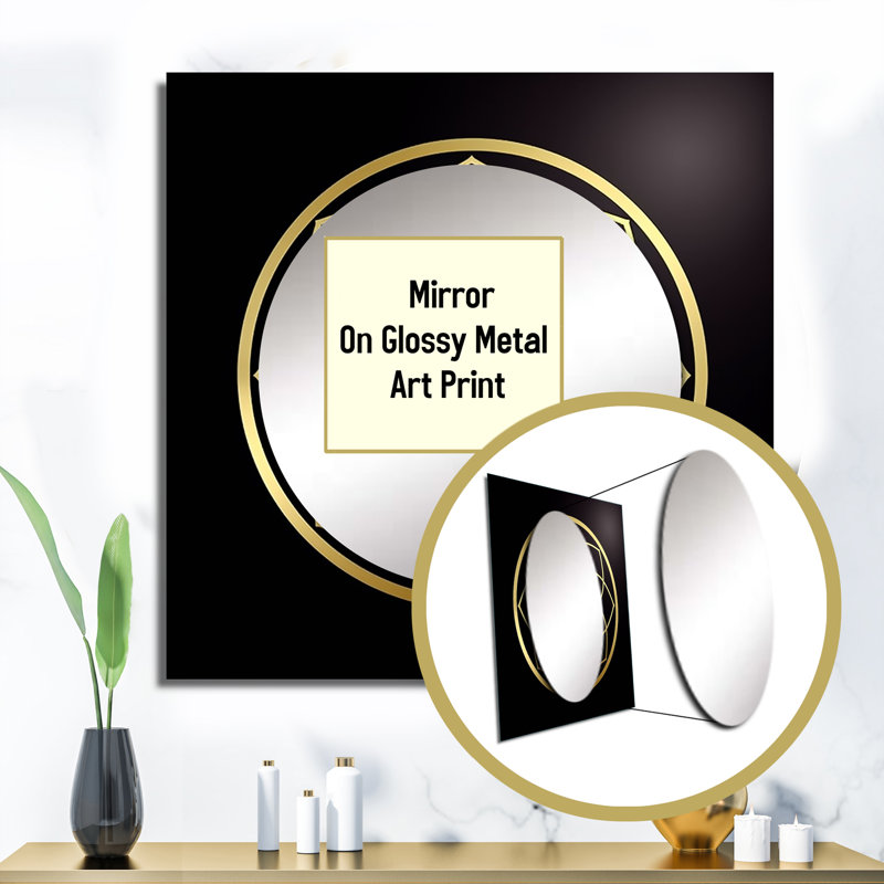 Sceau de géométrie sacrée en or sur fond noir II - art de miroir mural carré géométrique moderne, 36 po x 36 po