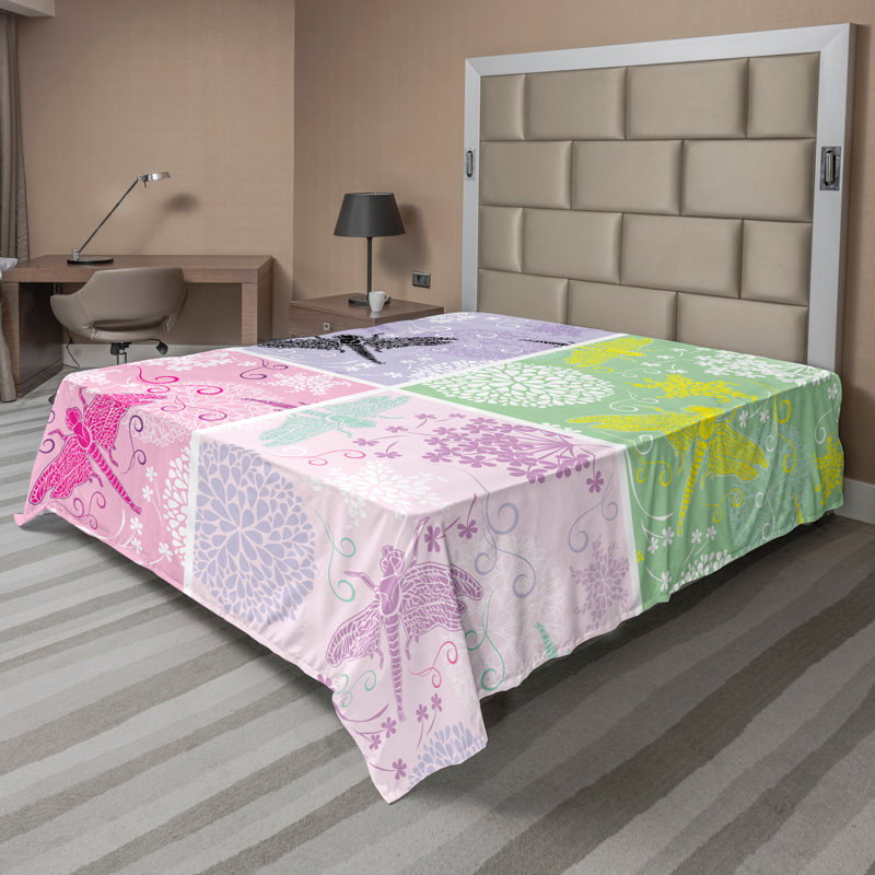 Multicolore Ambesonne, Drap plat de taille double