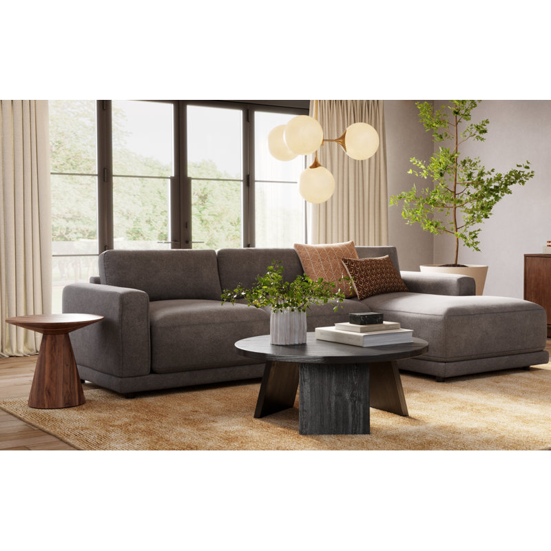 Blakes 2-Piece Upholstered Stationary Chaise Sectional, Elite Pewter, Right Hand Facing