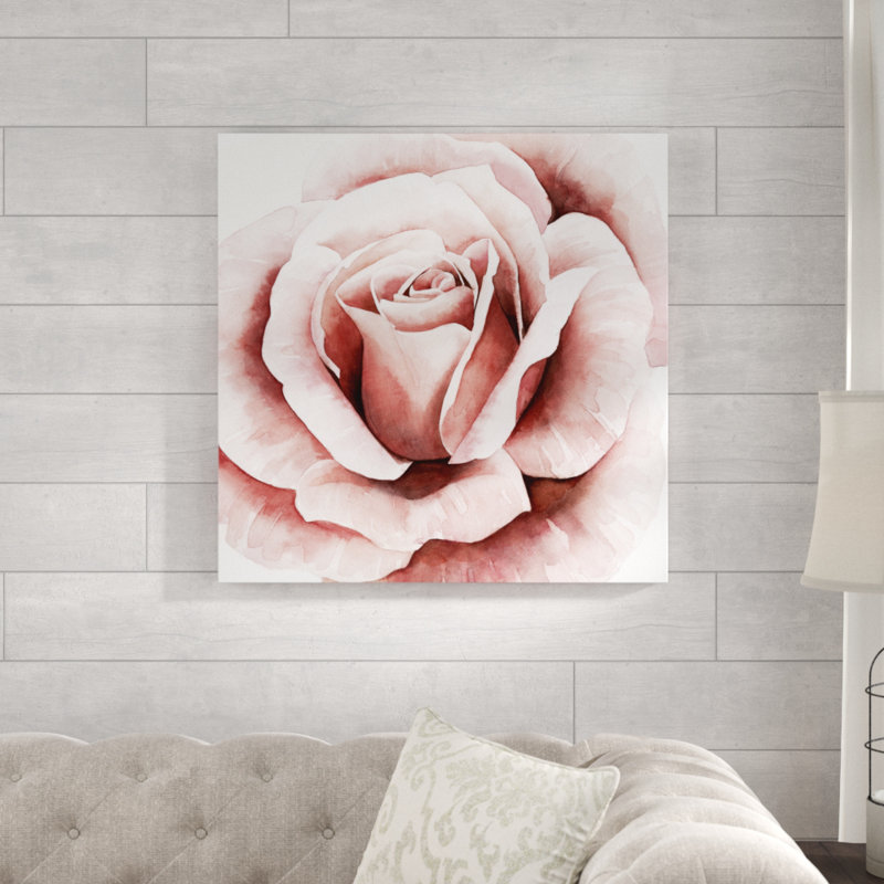 «Pink Rose II», peinture sur toile, H 30 po x l 30 po x P 1,25 po, Toile tendue
