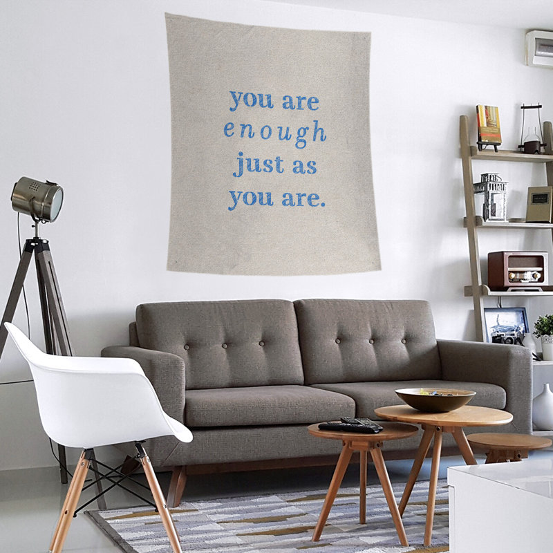 En polyester, vous êtes assez tapisserie quot, H 104 po x l 88 po, Blanc / Bleu