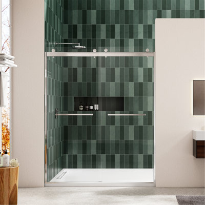 Porte de douche à dérivation, porte coulissante, avec verre trempé 5/16 po