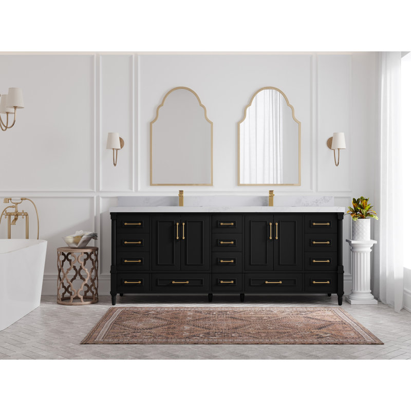 Aberdeen Bathroom Vanity, Calacatta Nuvo, Hale Navy Blue
