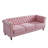 Chesterfield Velvet Sofa 84.65 Inch For Living Room PINK Color