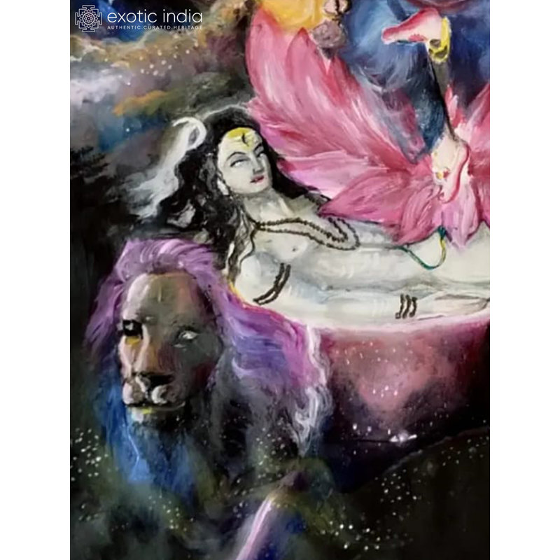 Mata Kamaghya avec peinture acrylique Shiva - déesse tantrique de 16,5 po x 11,7 po par Ankit Insigne | Décor divin féminin