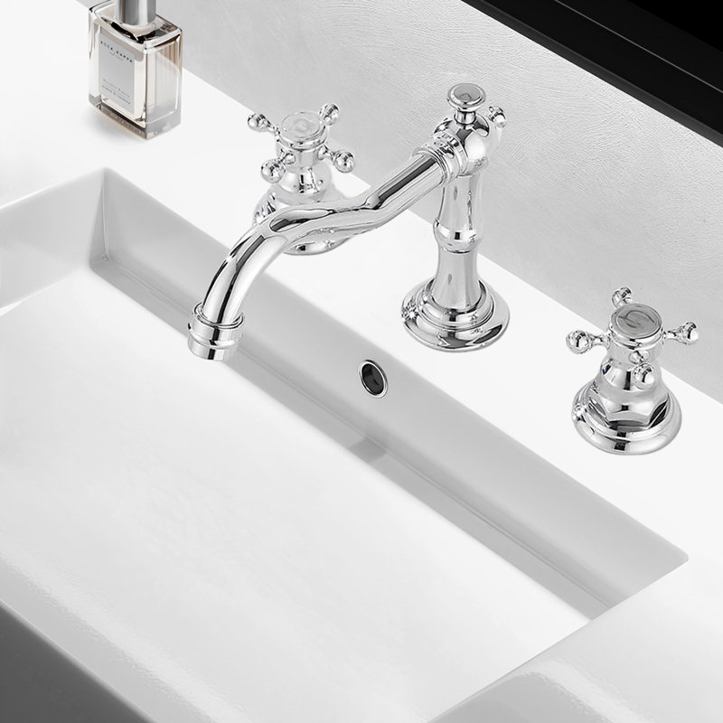 Robinet de lavabo de salle de bain à 2 poignées avec drain, Chrome
