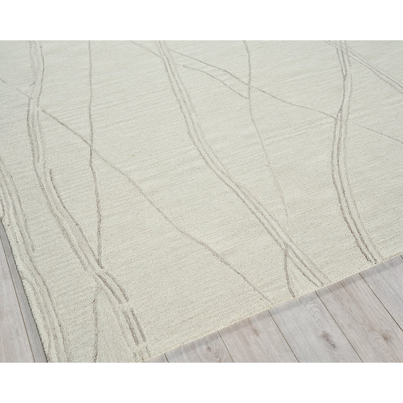 Tangiers Hand Tufted Wool Geometric Area Rug in Ivory/Beige, Rectangle 14' x 18'