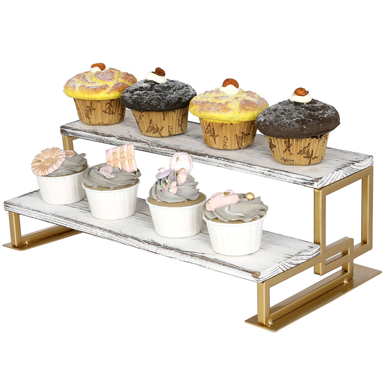 Anaisabella Tiered Stand, White/Gold