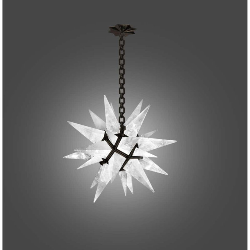 Light Geometric Candy Rock Crystal Star Chandelier, Mixed Colors, Gunmetal, 30" Wide x 30" Height
