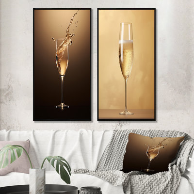 Fragility Golden Champagne - Champagne Canvas Prints Set Of 2