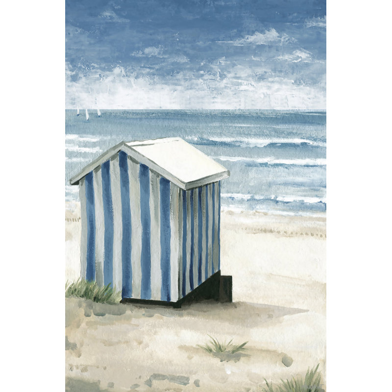 «Striped Beach Hut» par Marmont Hill - peinture sur toile tendue, H 60 po x l 40 po x P 1,5 po