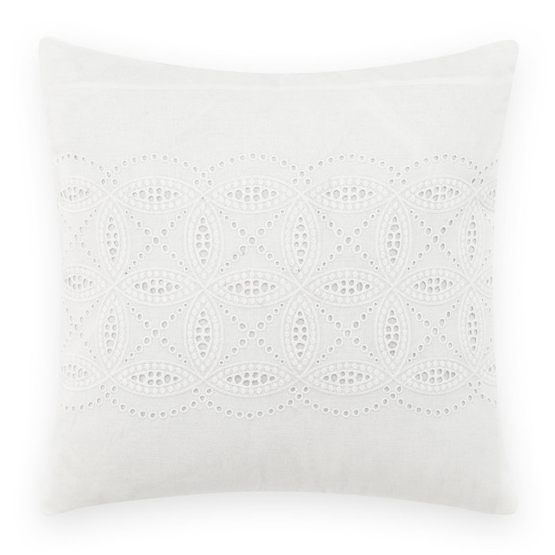 Laura Ashley Annabella Cotton Throw Pillow, White