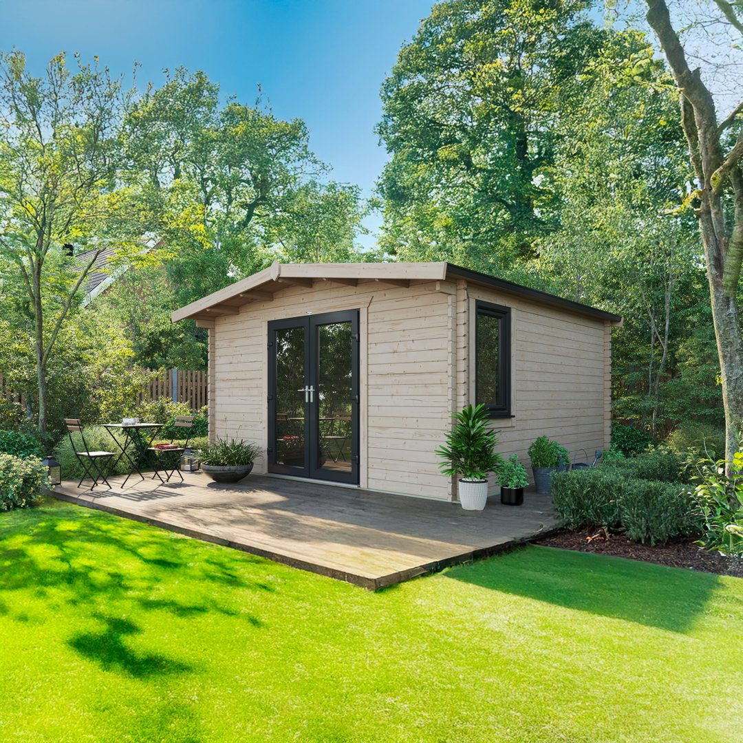 Powersheds 14 x 14ft Chalet Log Cabin, Doors Central - 44mm