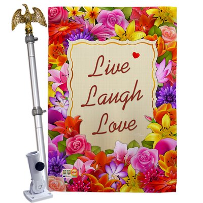 Welcome Live, Laugh, Love - Impressions Decorative Aluminum Pole & Bracket House Flag Set HS100055-BO-02 -  Breeze Decor, BD-SH-HS-100055-IP-BO-02-D-US13-BD
