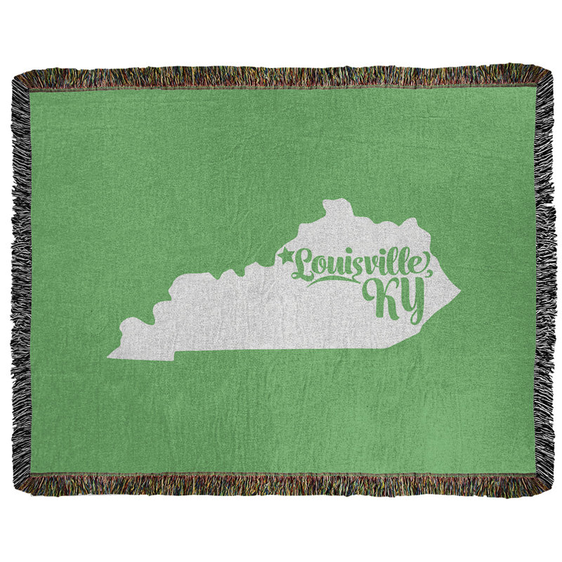 Hand Woven Throw Blanket, 37" W x 52" L, Green
